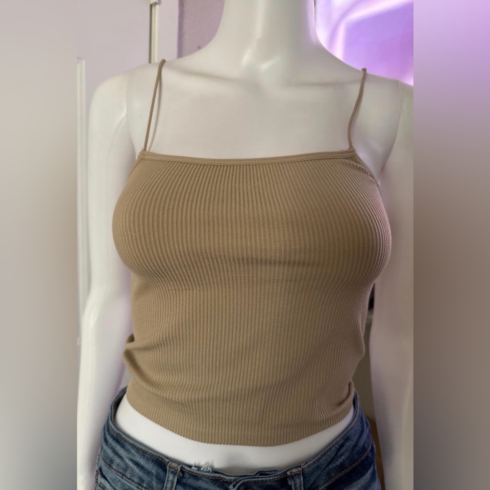 Zara Tan Ribbed Camisole Top